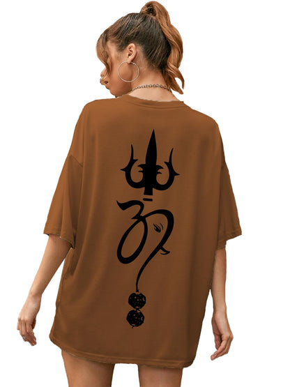 CHKOKKO Women's Polyester Oversized Fit Oversized Round Neck Drop Shoulder Printed T-Shirt