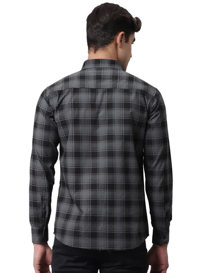 Majestic Man Cotton Checkered Slim Fit Casual Shirt