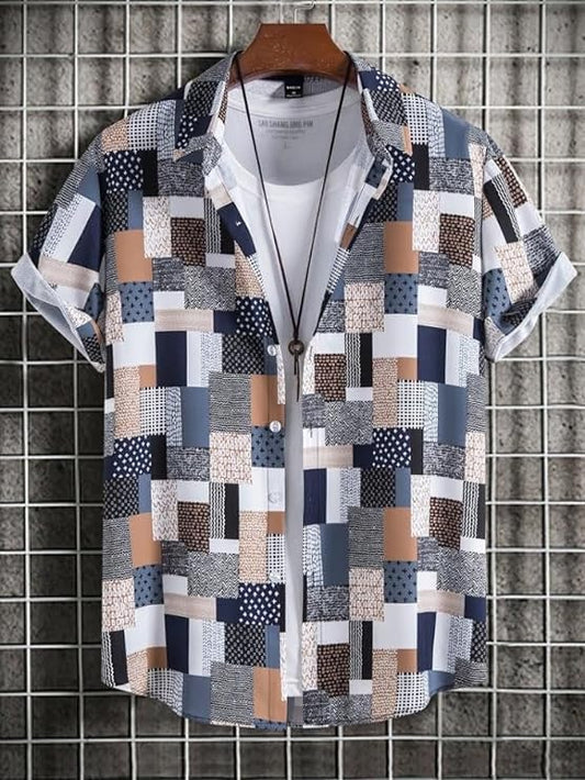 BASSIQ Fashion Mens Lycra Man Casual Shirt Regular Fit