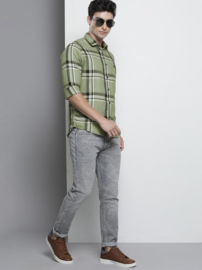 The Indian Garage Co Men's Cotton Slim Fit Checkered