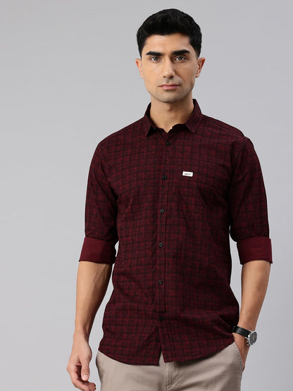Majestic Man Cotton Checkered Slim Fit Casual Shirt