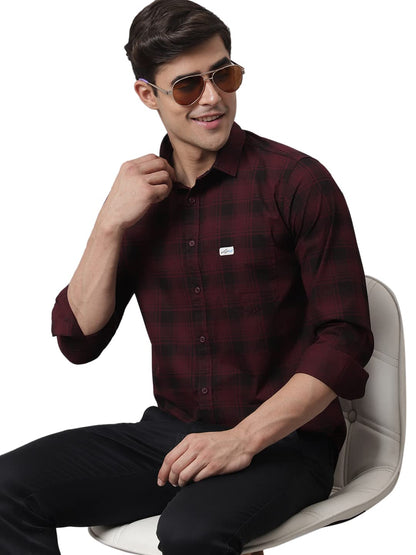 Majestic Man Cotton Checkered Slim Fit Casual Shirt