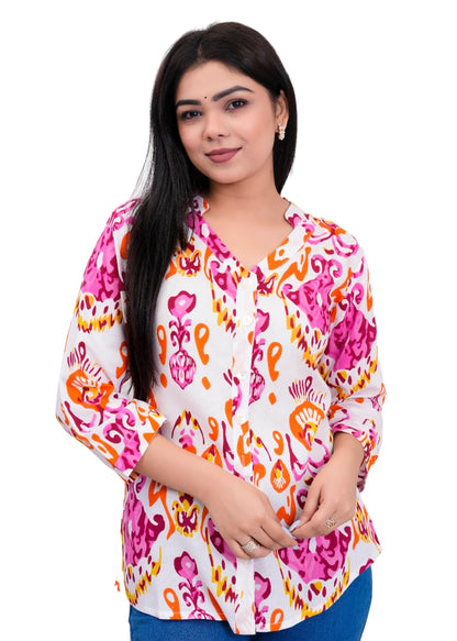 Lamenda Fashions Floral Printed Shirt Style Top