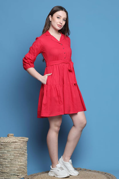 Rajnandini Women's A-Line Above The Knee Cotton Solid