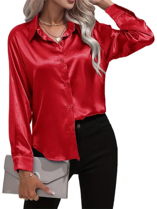 IndoPrimo Shirt for Women | Women Shirt | Shirt for Women | Full Sleeve Shirt for Women | Satin Shirt for Women | Western Shirt for Women Stylish | Shirt for Girls