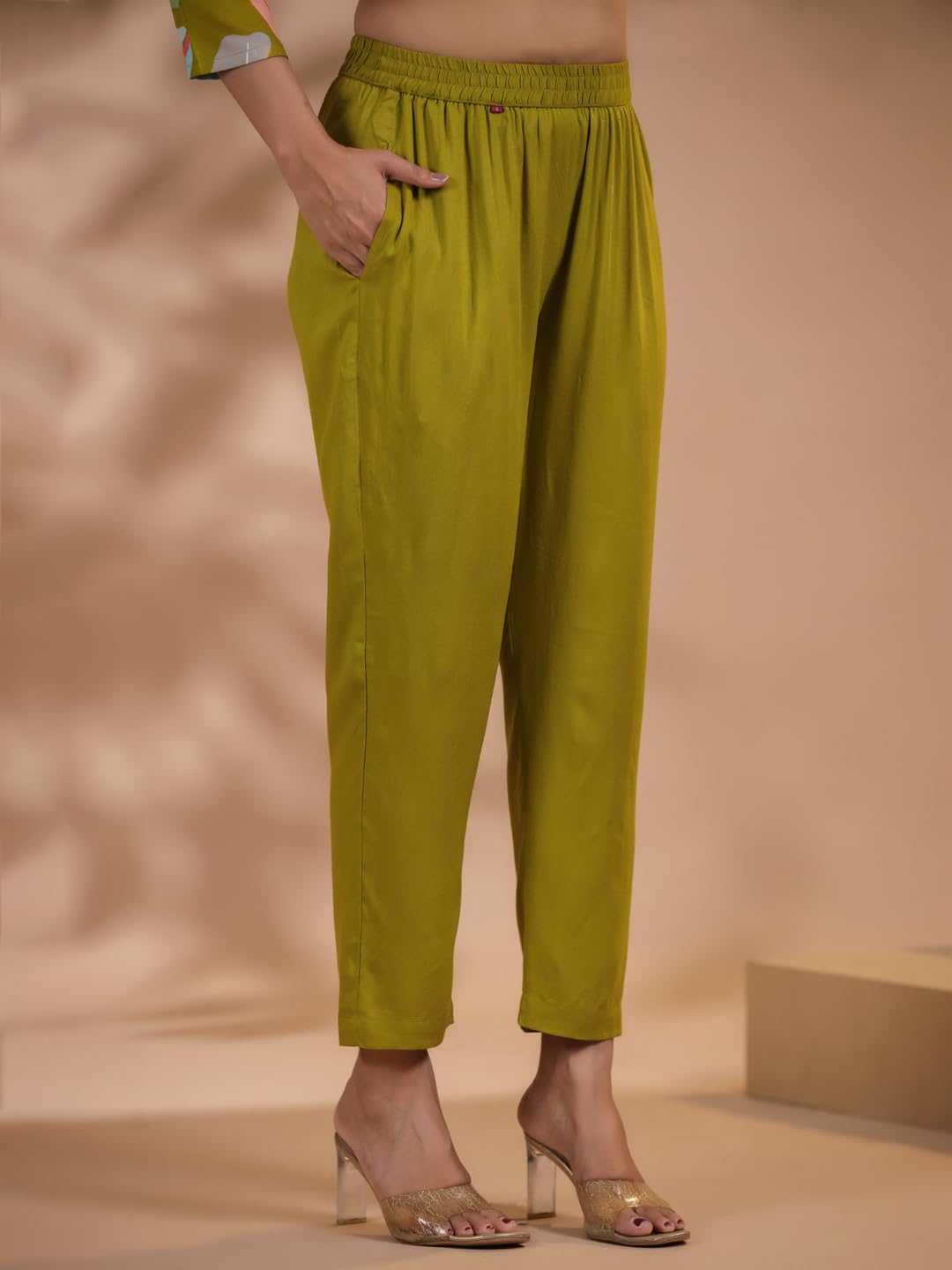 ANNI DESIGNER Women's Chanderi Straight Printed