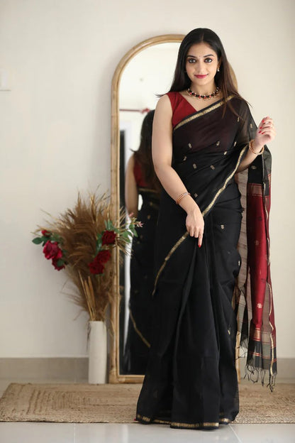 Women’s Printed Banarasi Cotton Silk Saree