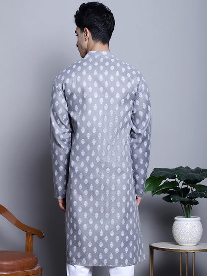 Jompers Men's Cotton Floral Printed Kurta