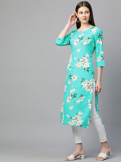 GoSriKi Women's Crepe Printed Straight Kurta