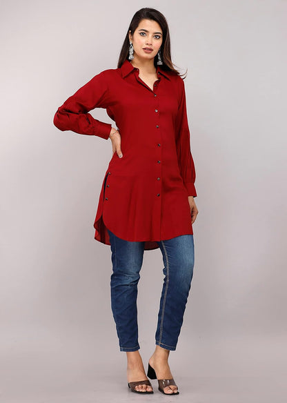 Myorica Women Regular Fit Spread Collar Casual Shirt