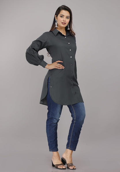 Myorica Women Regular Fit Spread Collar Casual Shirt