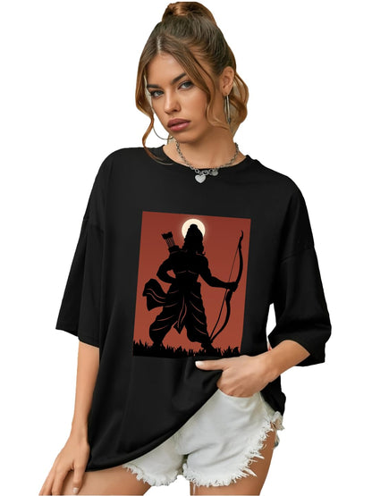 CHKOKKO Women's Polyester Oversized Fit Oversized Round Neck Drop Shoulder Printed T-Shirt