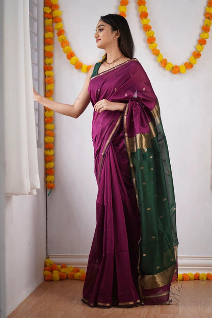 Women’s Printed Banarasi Cotton Silk Saree