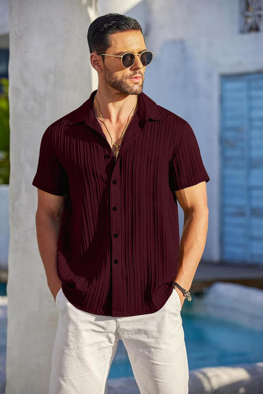 Mehrang Men's Casual Button Down Shirts Short Sleev