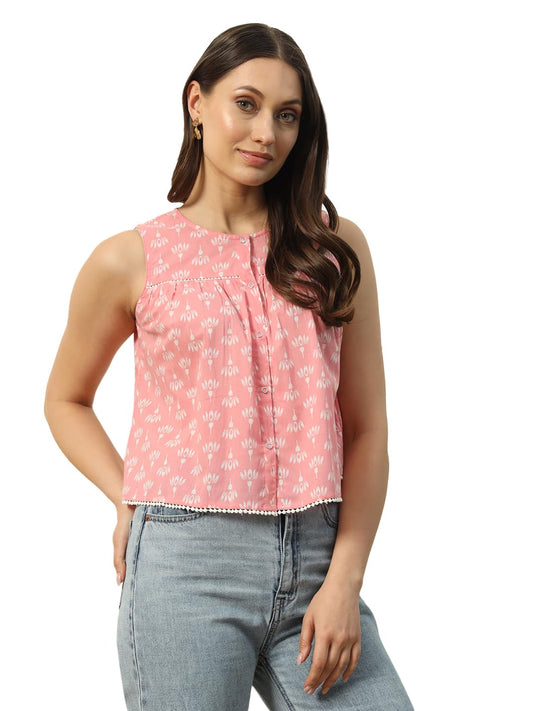 FIORRA Women's Baby Floral Cotton Regular Fit Top