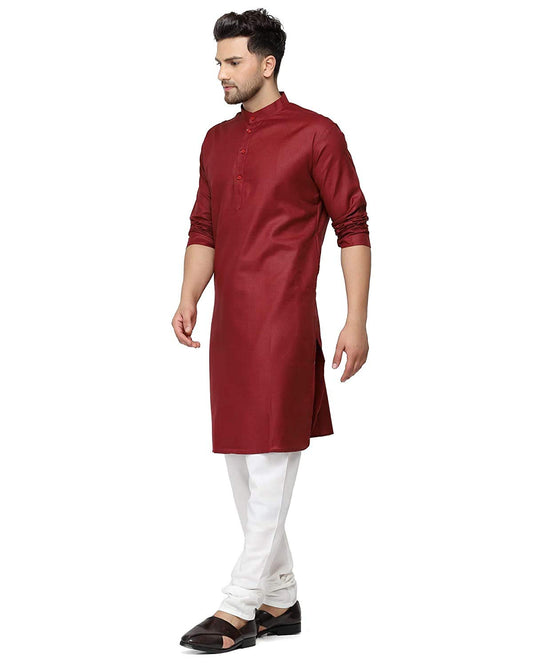 Enmozz Men's Plain Solid Cotton Blend Kurta
