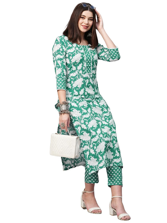 ANNI DESIGNER Women's Cotton Blend Kurta with Pant