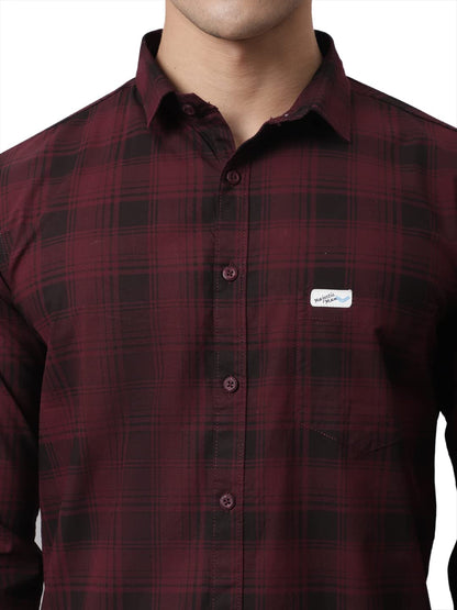 Majestic Man Cotton Checkered Slim Fit Casual Shirt