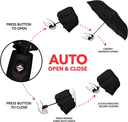 Portable Auto Travel Umbrella - Windproof for Rain
