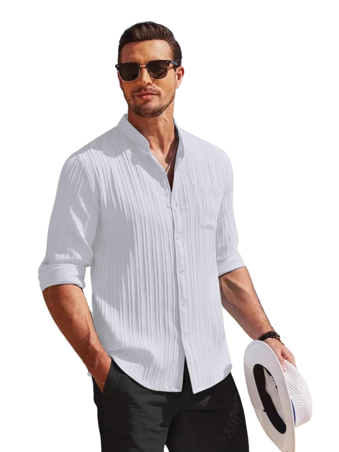 Leriya Fashion Casual Textured Button Down Regular Fit