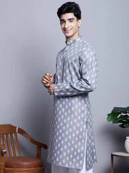 Jompers Men's Cotton Floral Printed Kurta