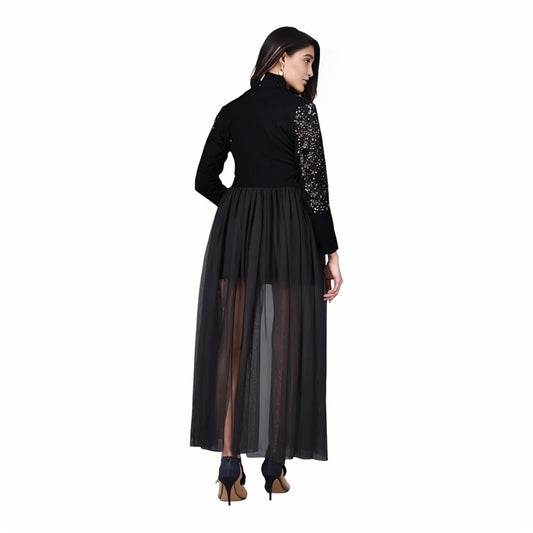 Rebika Trendz Women's Velvet Sequin Work Party Dress