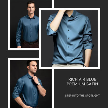 IndoPrimo Men's Stylish Solid Satin Casual Shirt