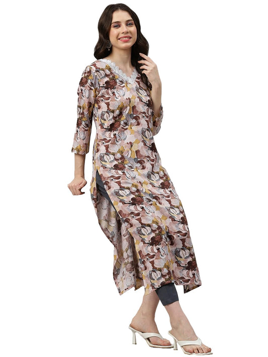 ANNI DESIGNER Women's Cotton Blend Straight Printed
