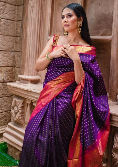 Women's Present Banarasi Soft Lichi Silk Saree