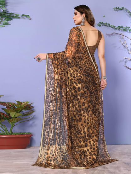 Women's Lace & Printed Chiffon Saree