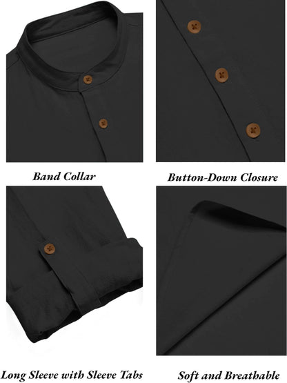Zombom Men's Cotton Blend Mandarin Collar Self