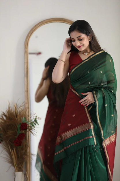 Women’s Printed Banarasi Cotton Silk Saree