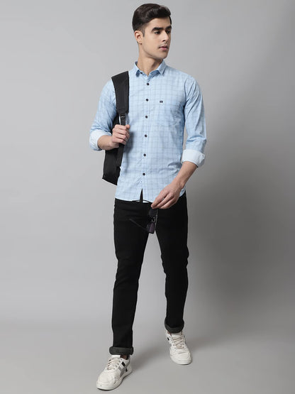 Majestic Man Cotton Checkered Slim Fit Casual Shirt