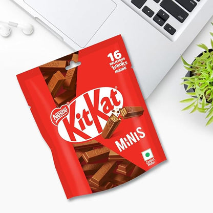 KIT KAT Minis, Choco Coated Wafer Bar, Share Bag, Miniature Pouch, 16 X 7.4 gm | 118.4 g
