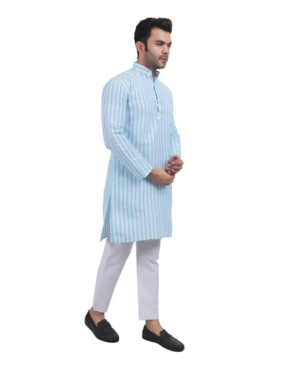 A F COLLECTION STORE Men's Khadi Cotton Striped Casual Long Kurta | Long Sleeves for Men | Regular Fit Cotton Stripedd Long Kurta