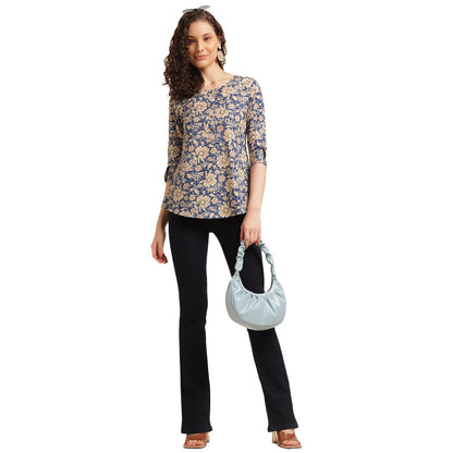 NAINVISH Tops for Women Printed Regular Fit Shirt Top for Women|Tops for Women Stylish Latest|Office Wear Tops for Women|Cotton Blend Tops for Women