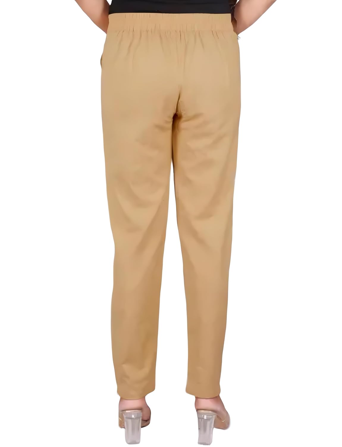 Women's Cotton Relaxed Fit Trousers, Plain Pattern