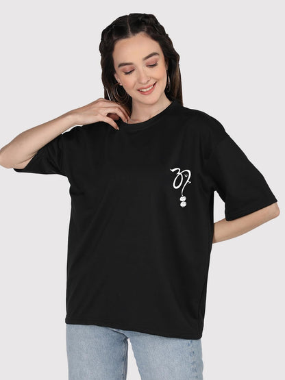 CHKOKKO Women's Polyester Oversized Fit Oversized Round Neck Drop Shoulder Printed T-Shirt