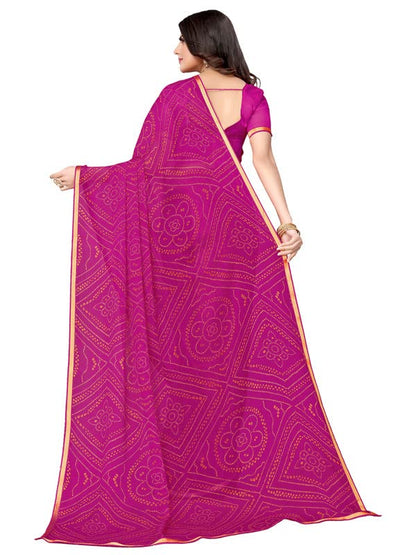 SIRIL Women's Chiffon Printed Saree with Blouse Piece