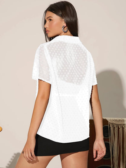 Aahwan Women's & Girls' Solid Semi-Sheer Oversized Fit Shirt
