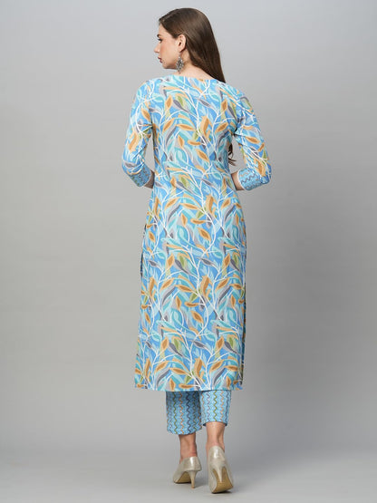 GoSriKi Women's Cotton Blend Floral Straight