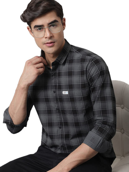 Majestic Man Cotton Checkered Slim Fit Casual Shirt