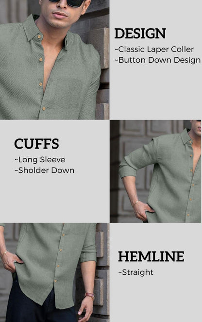 RAIZAX Men Linen Cotton Full Sleeve Shirt for Man