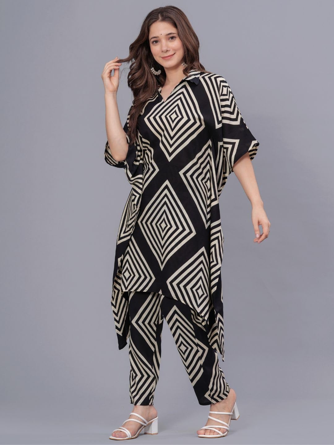 rytras Rayon Women's Printed Kaftan Kurta Pant Set