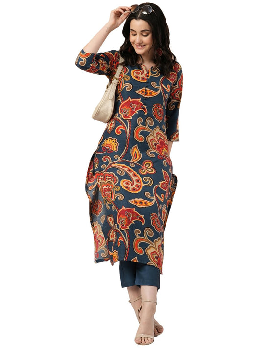ANNI DESIGNER Women's Cotton Blend Kurta with Pant