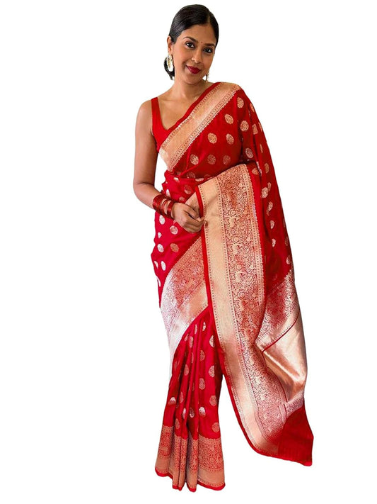 Silk Blend Banarasi Saree with Unstitched Blouse Piece