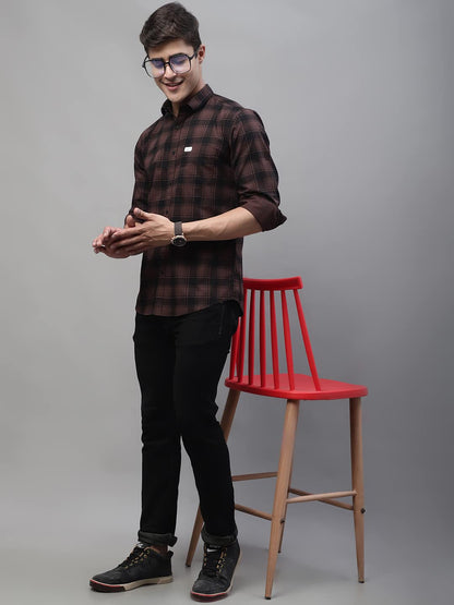 Majestic Man Cotton Checkered Slim Fit Casual Shirt