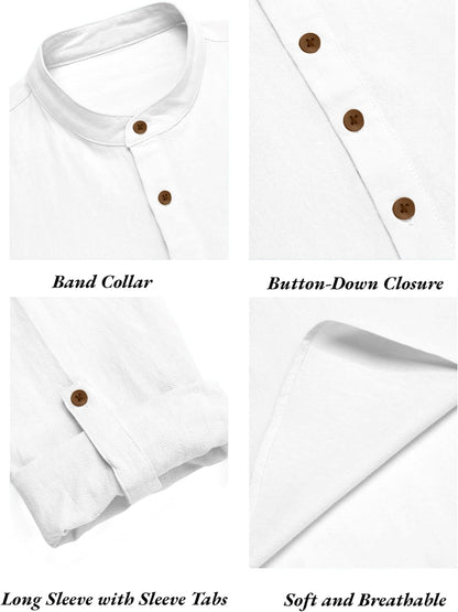 Zombom Men's Cotton Blend Mandarin Collar Self