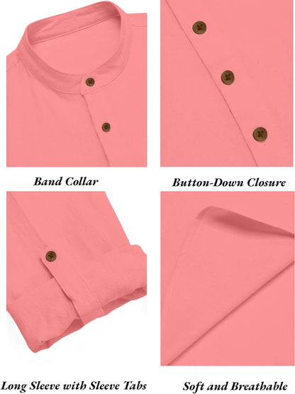 Zombom Men's Cotton Blend Mandarin Collar Self