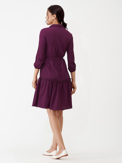 AASK Women Peplum Gathared Stylish Dress with Belt